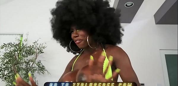 trends(Ebony Mystique) Gets Her Pussy Mouth Fucked By Two Huge BBCs Before Getting Their Cum On Her Face - Brazzers